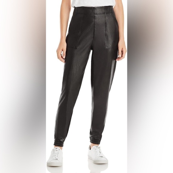 SPANX women’s black faux leather jogger pull on pants with front pockets Sz-L. - Picture 13 of 13